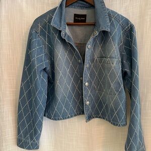 Blue Denim Jacket with rhinestone studded Design